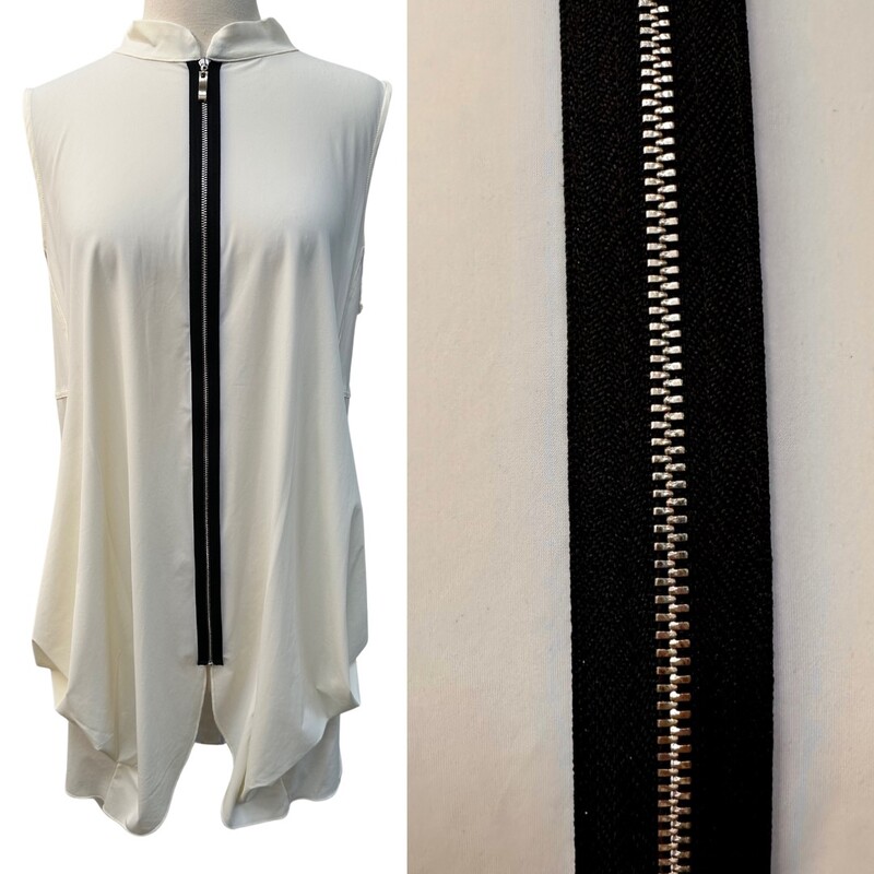 NEW Focus Tunic Vest
Sleeveless
Zip Up
Ivory
 Size: Large

We also have sizes Small, Medium, and XLarge