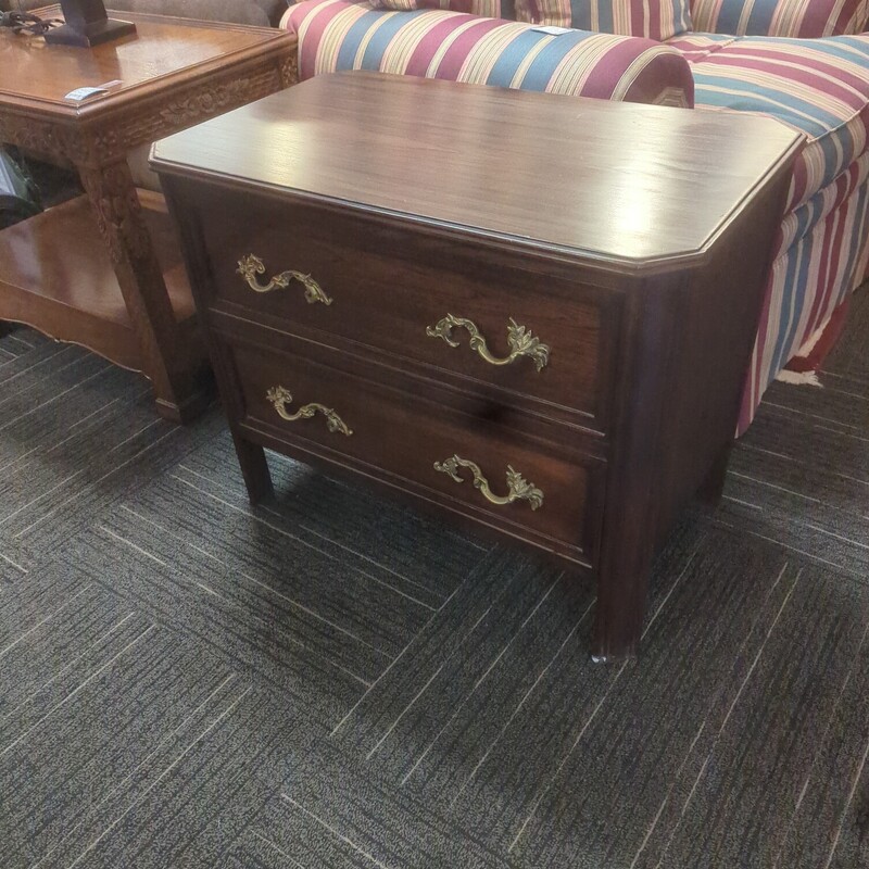 Rosewood two drawer chest. 30in Wide 18in deep 24in high.