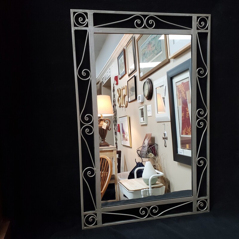 Metal Framed Mirror, Pewter, Size: 24x36