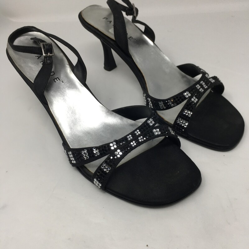 110-178 Parade, Black, Size: 8<br />
black and silver heels with diamonds on the straps n/a  good