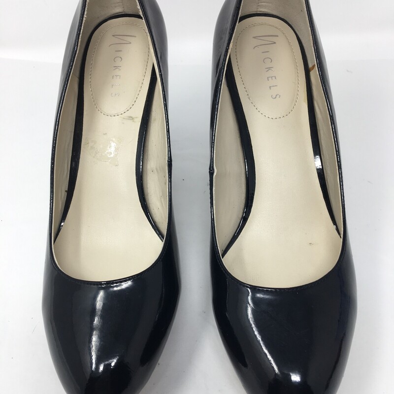 100-880 Nickels, Black, Size: 8 black shiny leather heels n/a  good