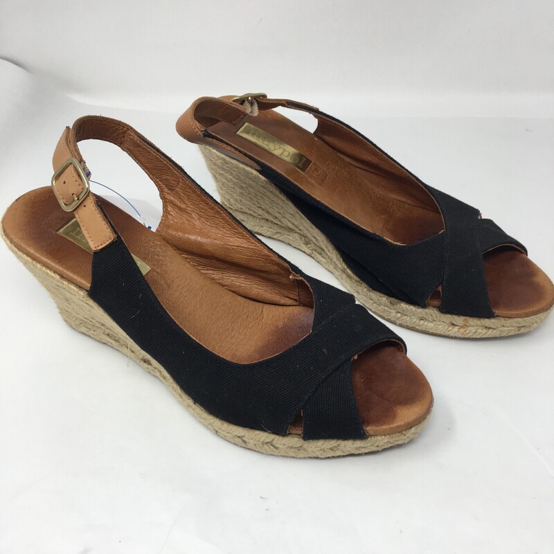 Maypol Tan Wedges With Bl, Black An, Size: 9.5