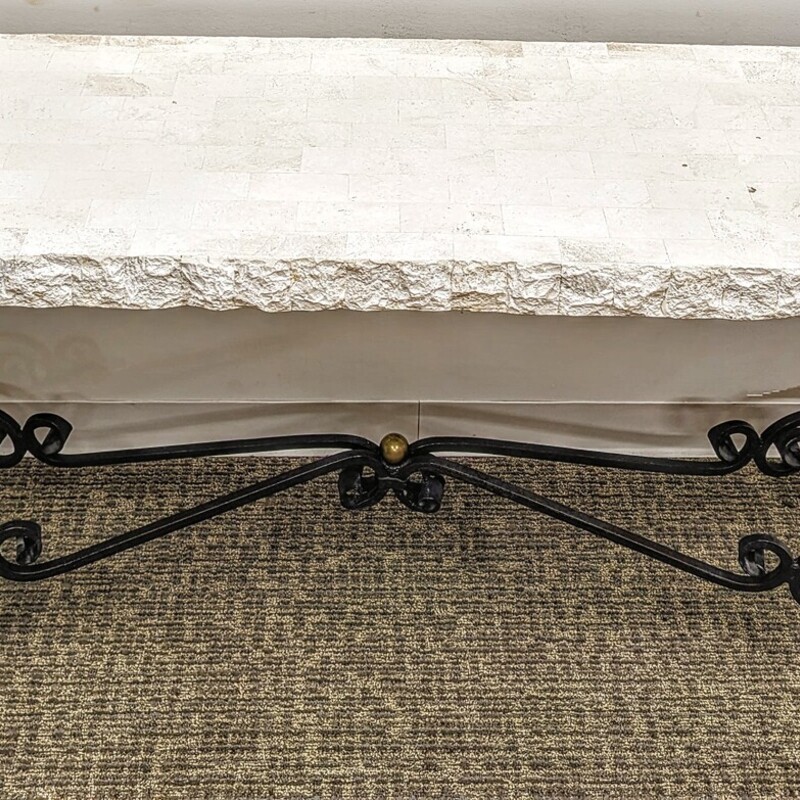 Stone Top Sofa Table
White Stone on Solid Black Iron Base
Size: 72x18x29H
As Is- Minor Surface Blemishes