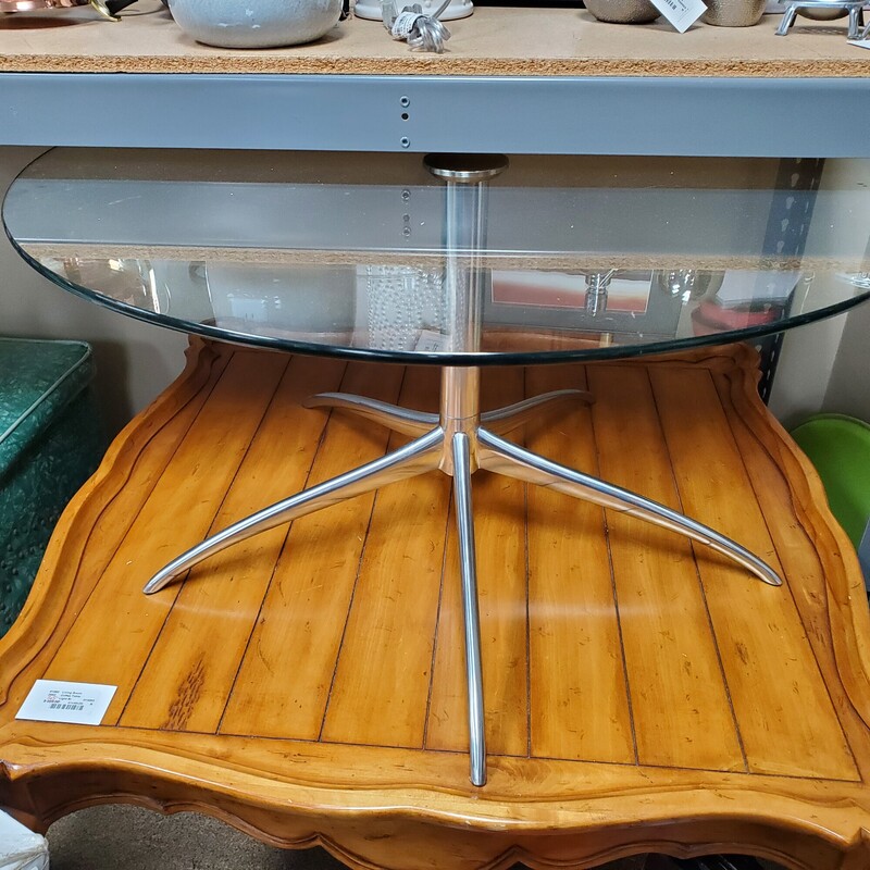 Glass Top Coffee Table, Silver, Size: 35x19
