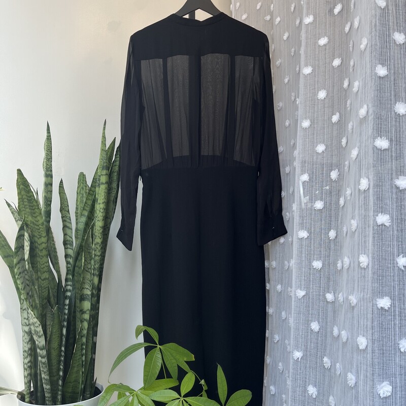 Stills Silk Dress with Hidden Buttons, Black