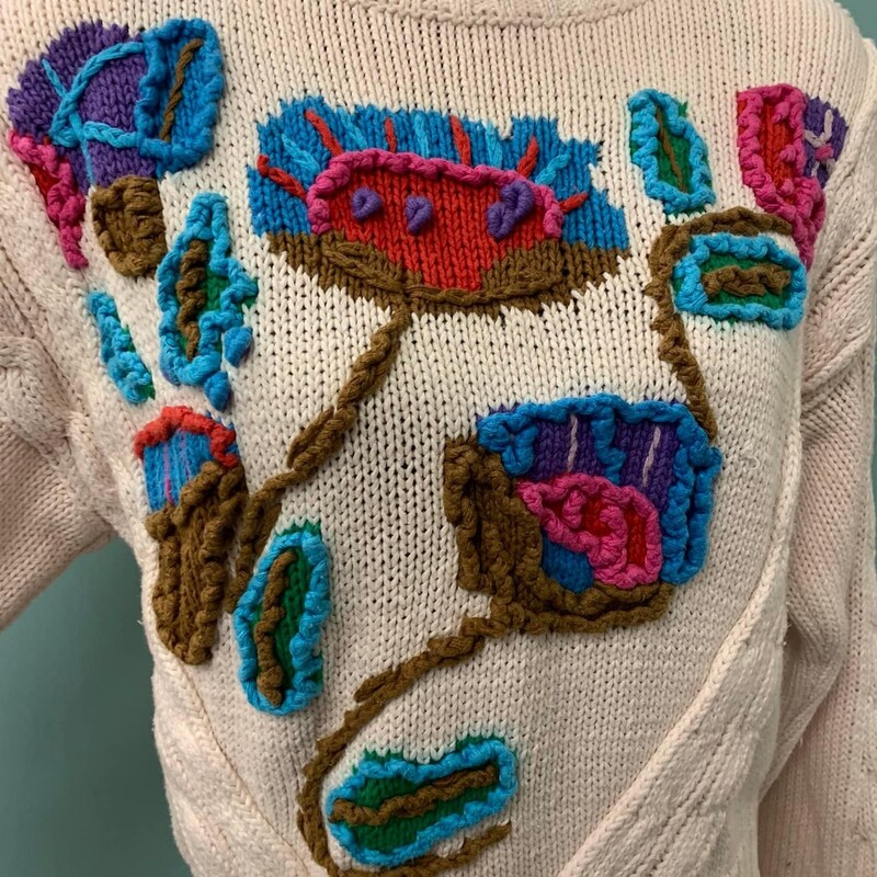 This 80s sweater, yes please!!!<br />
heavily embrodiered floral<br />
perfect for the upcoming season!!<br />
<br />
Avon Fashions, Pink, Size: S