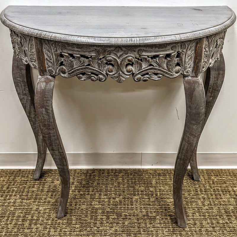 Distress Demilune Table
Distressed Grey Brown
Size: 33x15x32H
As Is- Surface Blemishes