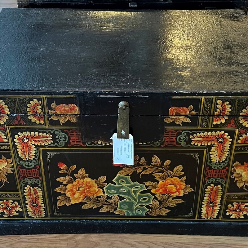 Asian Blanket Chest, Flroal, Painted
36in x 22in x 23in tall