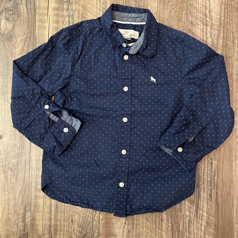 LOGG Dots Button Up, Navy, Size: Toddler 5t