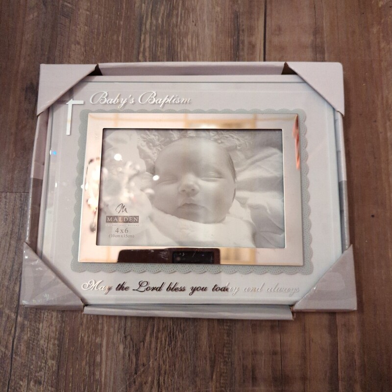 Baby Baptism Photo Fram, Silver, Size: Home Decor