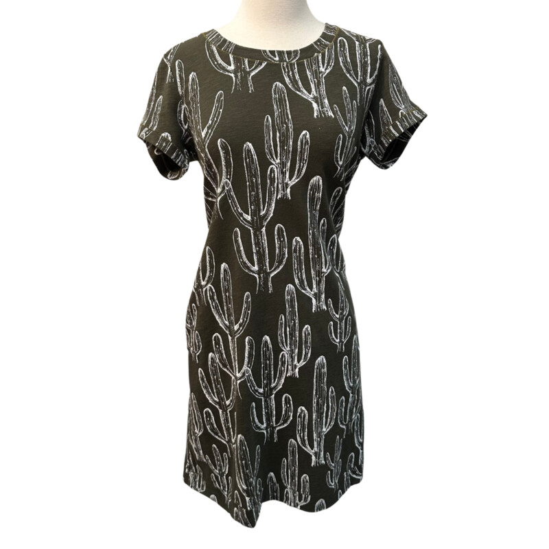 New Foil Cactus Print Dress<br />
Color: Olive and White<br />
Size: Small