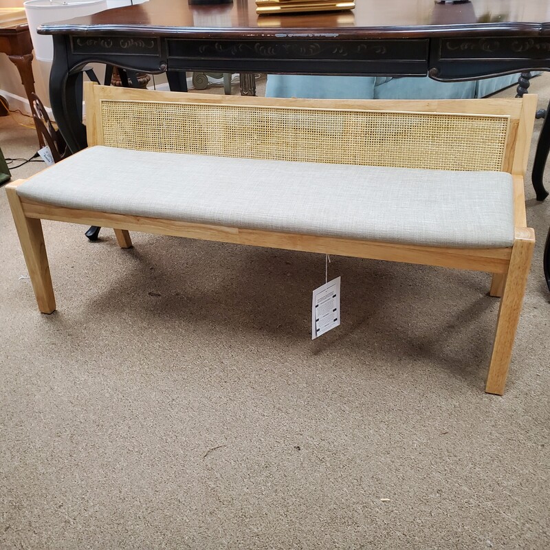 Powell Rattan Bench, Blonde, Size: 53x18x24
