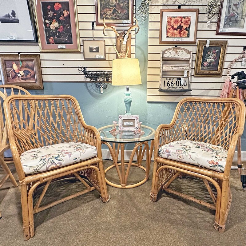 Rattan Table W/2 Chairs