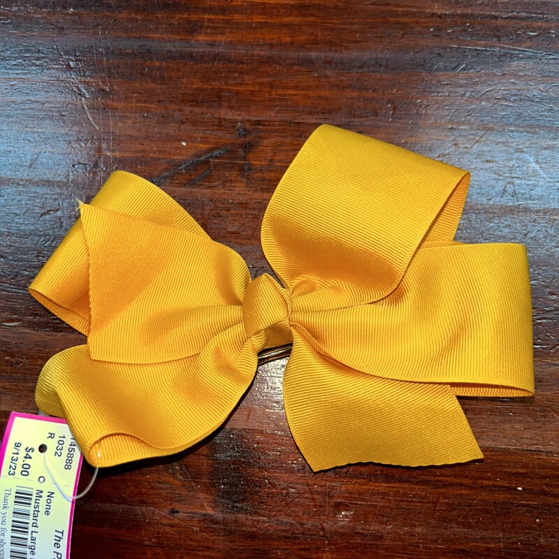 Mustard Large Bow, Yellow, Size: Bows