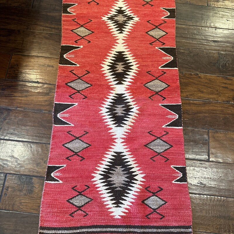 Vintage Navajo Double Saddle Blanket With Water Bugs Design - Circa 1900

20 X 45