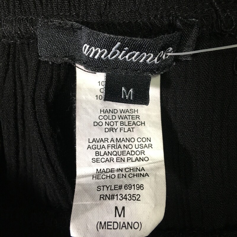 100-176 Ambiance, Black, Size: Medium flowy shorts 100% rayon