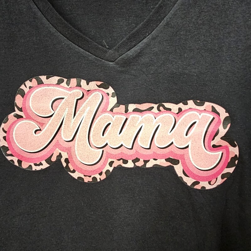 MAMA PINK GLITTER Shirt, BLACK, Size: XL