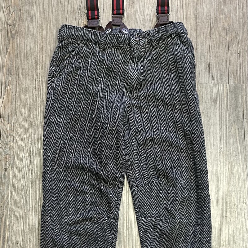 JF Pants With Suspenders, Grey, Size: 5Y