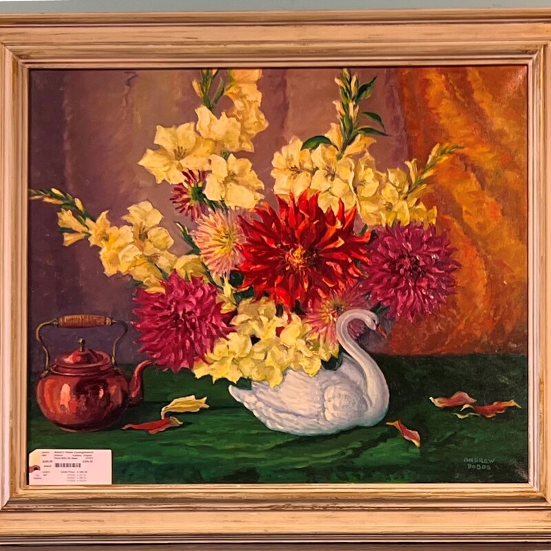Floral Still Life Swan, A.Dobos, Original