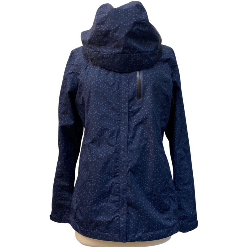 Paradox Hooded Raincoat<br />
Water Proof<br />
Navy and Blue<br />
Size: Small