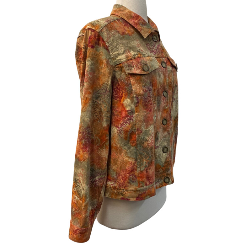 Christopher&Banks Microsuede Jacket<br />
Leaf Print<br />
Autumn Colors<br />
Size: Medium