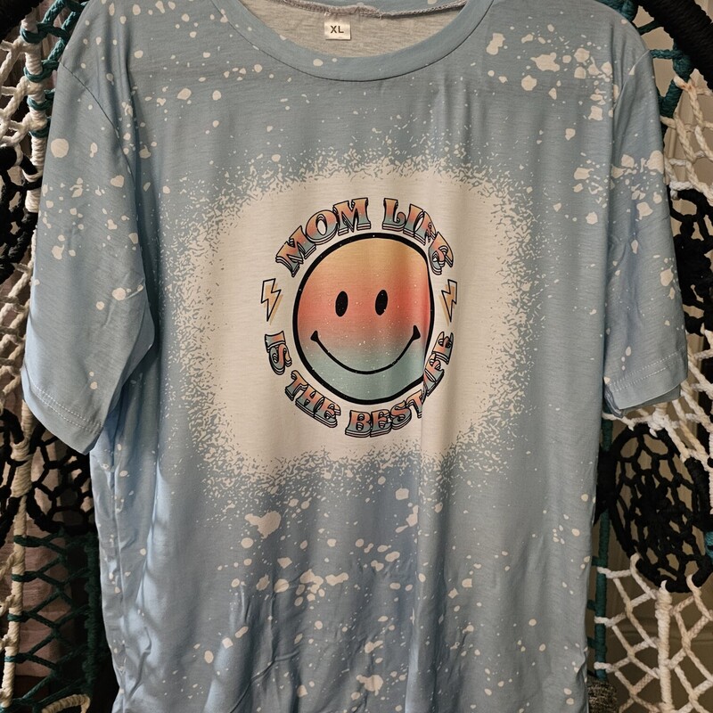 MOM LIFE BLEACHED SHIRT, BLUE, Size: XL