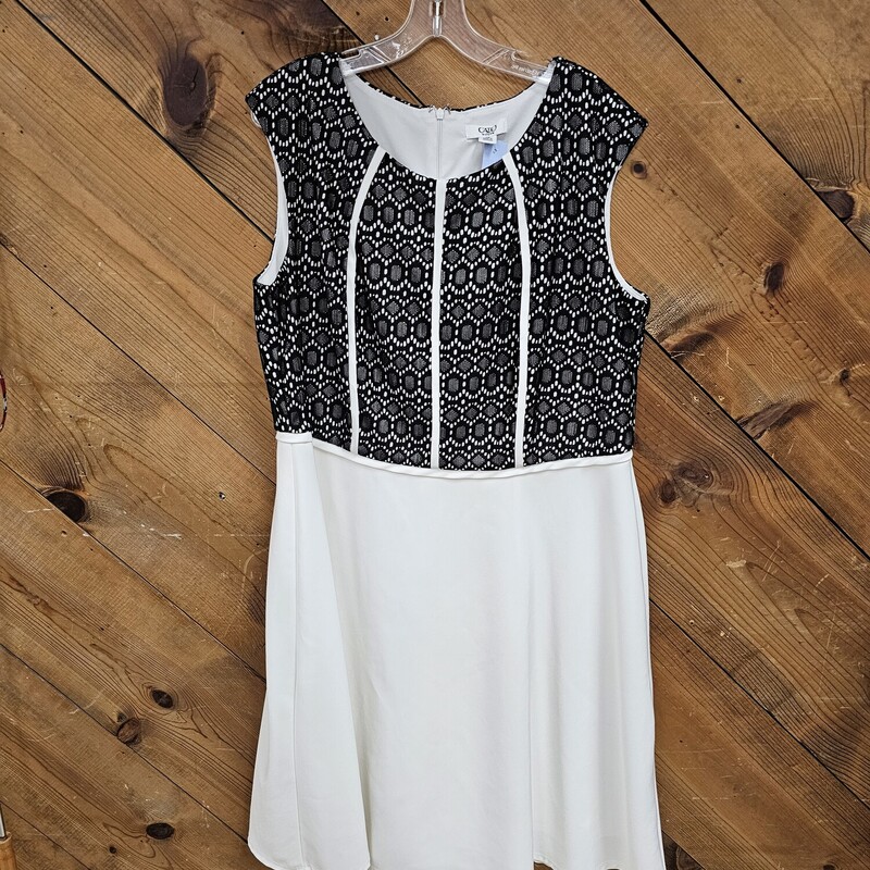 CATO DRESS, WHITE/BL, Size: 18W