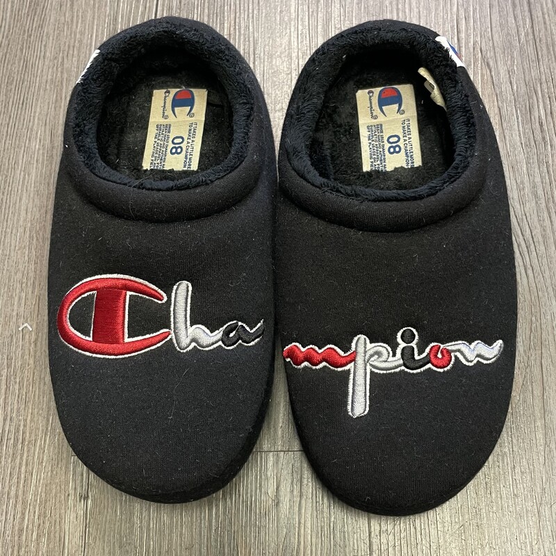 Champion Indoor Slippers, Black, Size: 8Y Adult