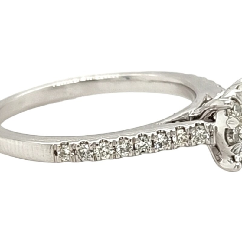 1/2 Carat Total Weight Engagement RIng<br />
with Illusion Set Center and Diamond Shank<br />
14 Karat White Gold