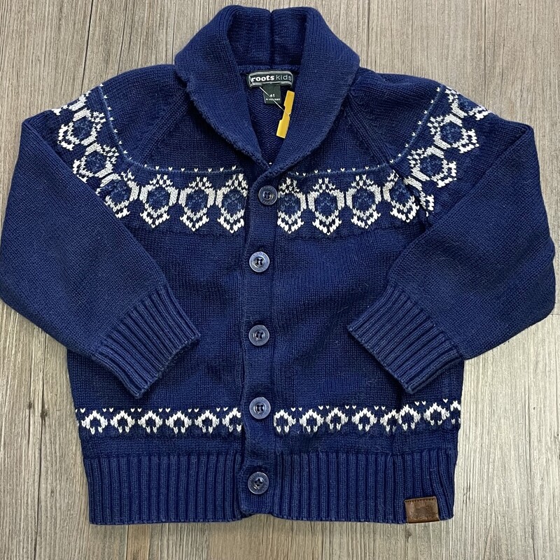 Roots Knit Cardigan, Blue, Size: 4Y