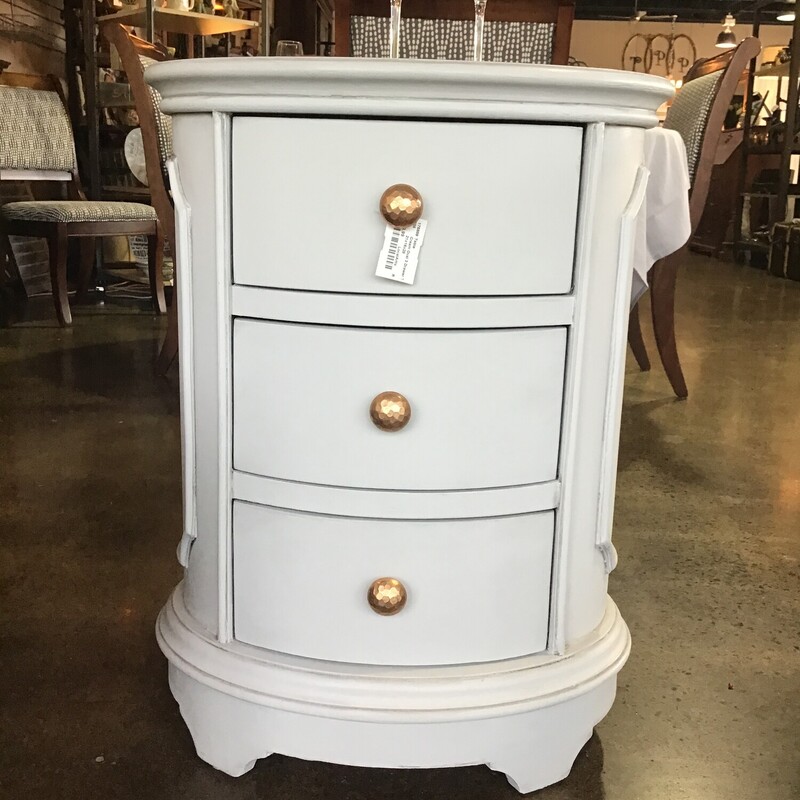 Cream Oval 3 Drawer Table