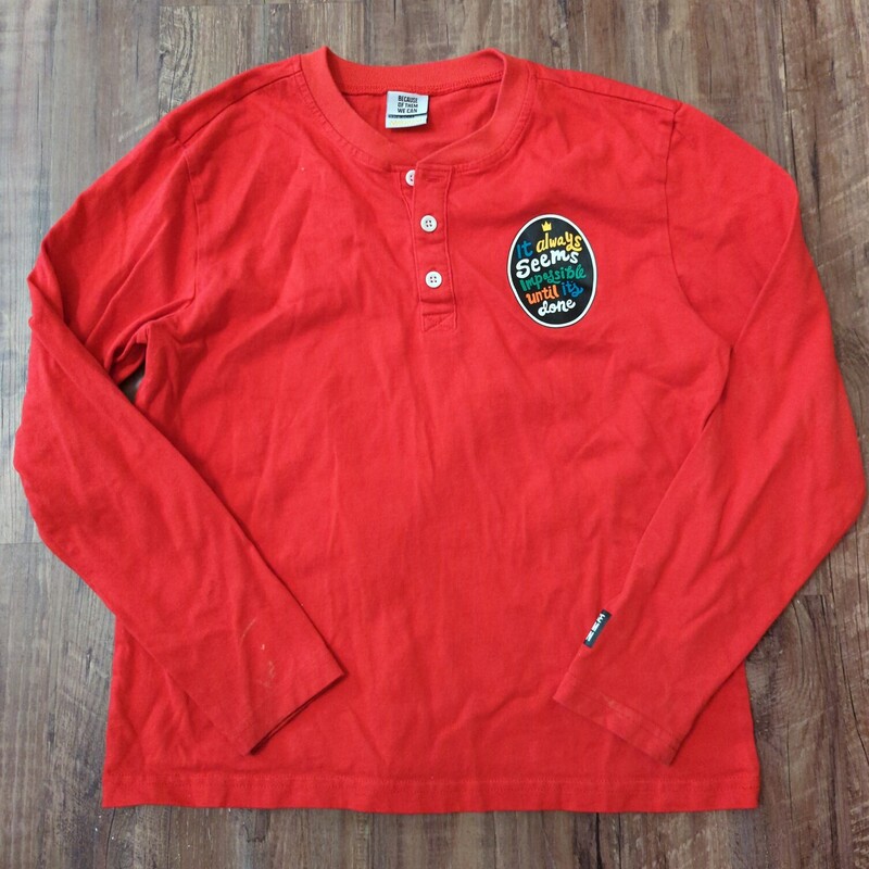 Beacause Of Them Henley, Red, Size: Youth M