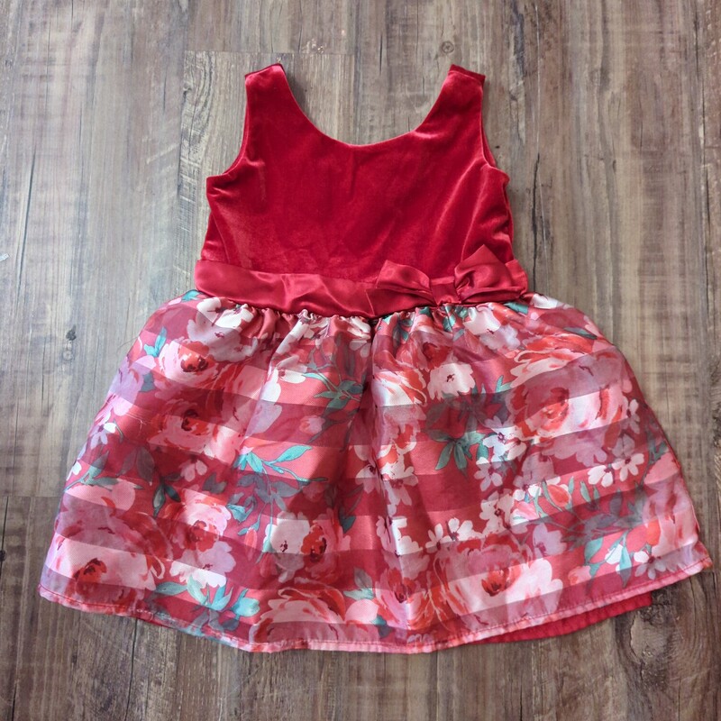 Place Velvet Rose Dress, Red, Size: Toddler 3t