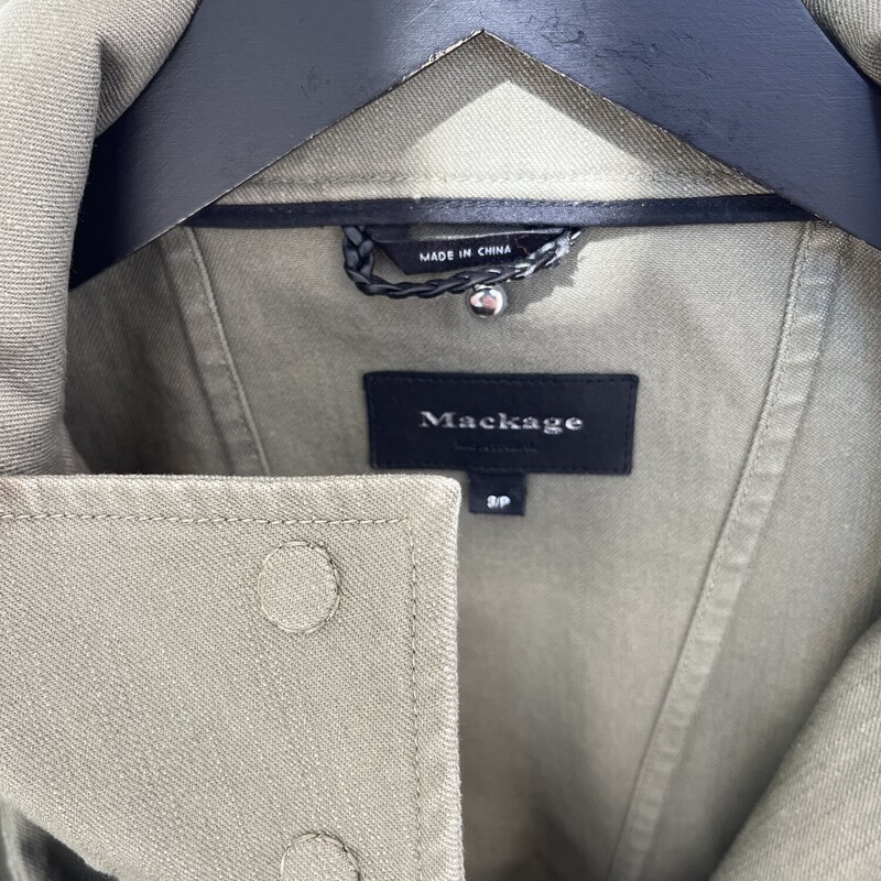 Mackage Canvas Jacket with Lamb Leather Sleeves, Olive and Black with Silver Tone Hardware