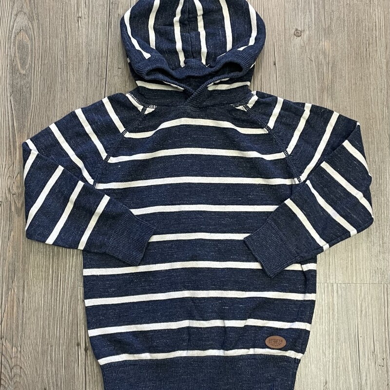 H&M Hooded Knit Sweater, Blue, Size: 4-6Y