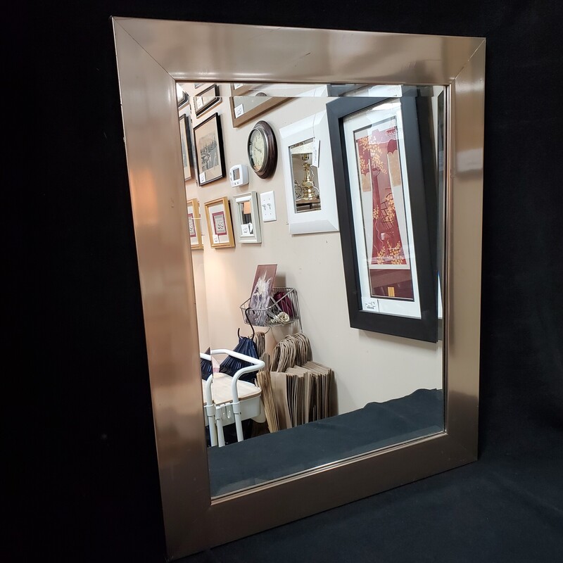 Framed Mirror, Silver, Size: 23x29