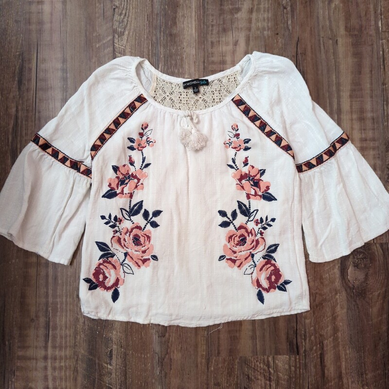 My Michelle Peasant Top, White, Size: Youth S
