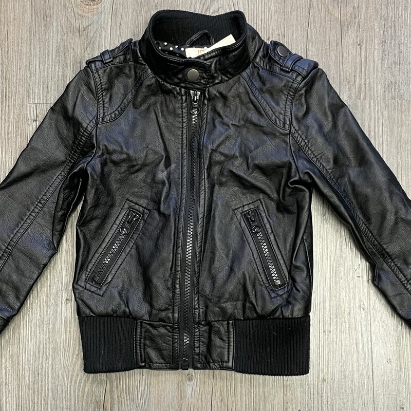 Joe Fresh Pleather Jacket, Black, Size: 3Y