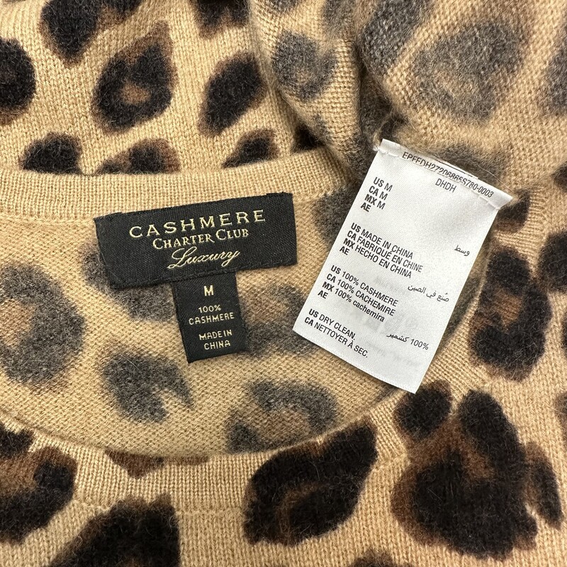 Charter Club 100% Cashmere Cheetah Sweater<br />
Colors:  Camel, Brown and Black<br />
Size: Medium