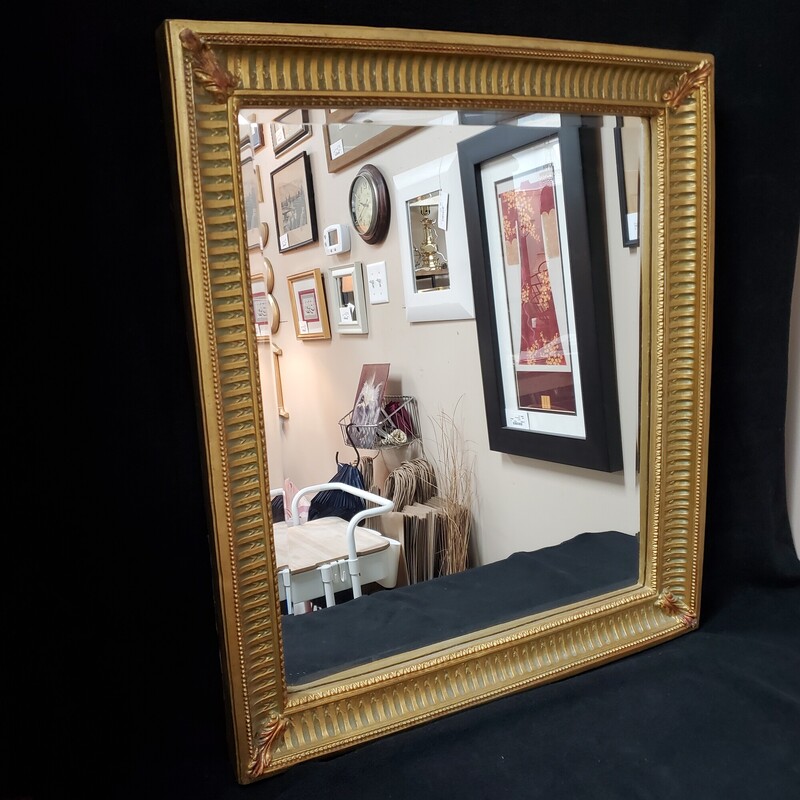 Framed Mirror, Gold, Size: 26x30