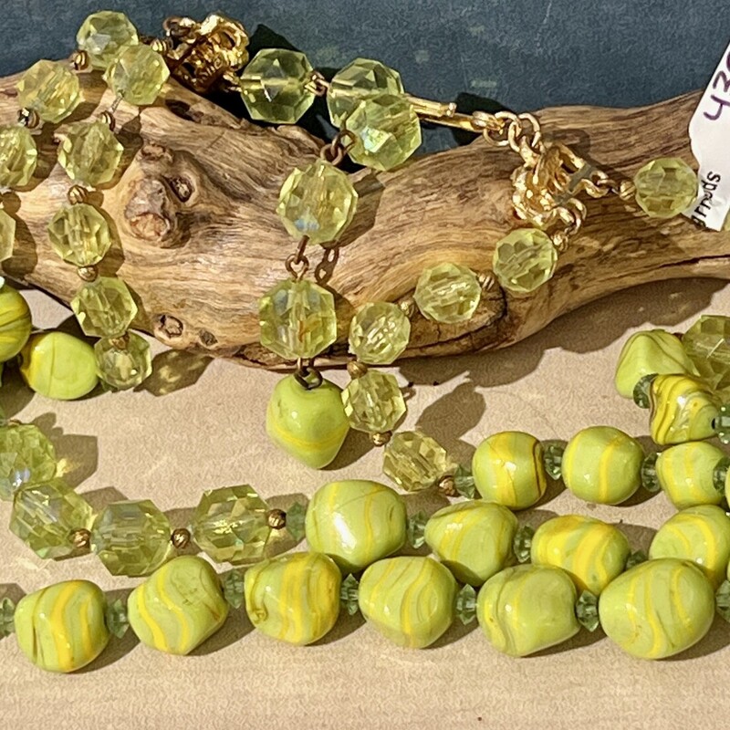 Double strand neon green bead necklace