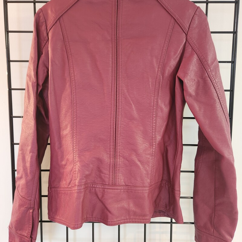 Rickis Phaux Leather Moto, Burgundy, Size: 2