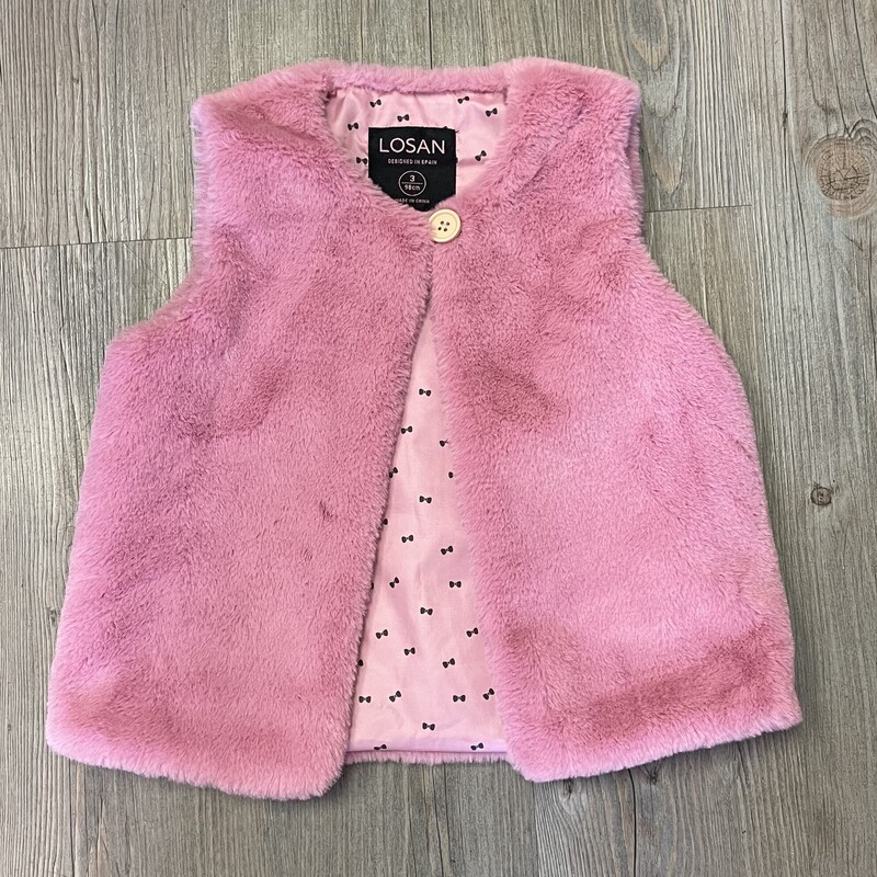 Losan Faux Fur Vest, Pink, Size: 3Y