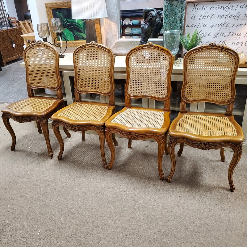 Set/4 French Cane Chairs