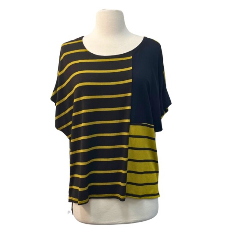 Lisa Bayne Striped Color Block Top<br />
Color: Black and Dijon<br />
Size: Medium