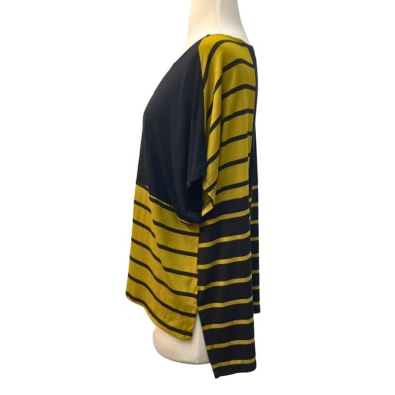 Lisa Bayne Striped Color Block Top
Color: Black and Dijon
Size: Medium