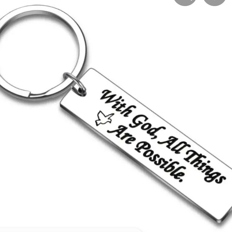 KEYRING WITH GOD ALL THIN, SILVER