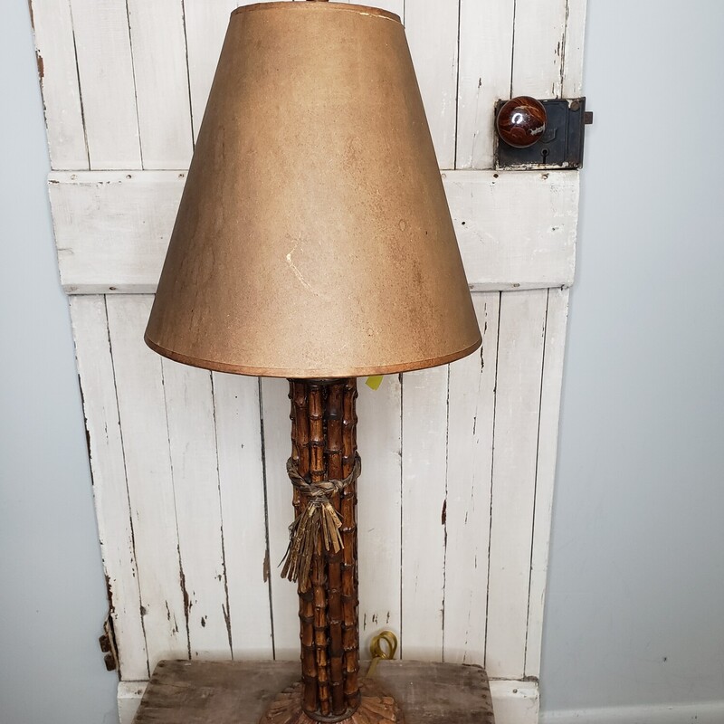 Faux Bamboo Lamp, Brown, Size: 32 in tall