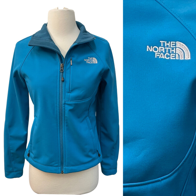 The North Face Zip Jacket
Fleece Lined
Water Resistant
Adjustable Cinched Waist
Teal
Size: XS