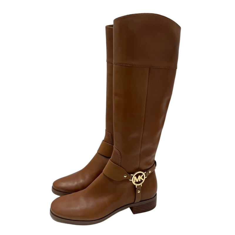 Michael Kors Fulton Harnes Leather Boots<br />
Tan<br />
Size: 8<br />
Retails:$295
